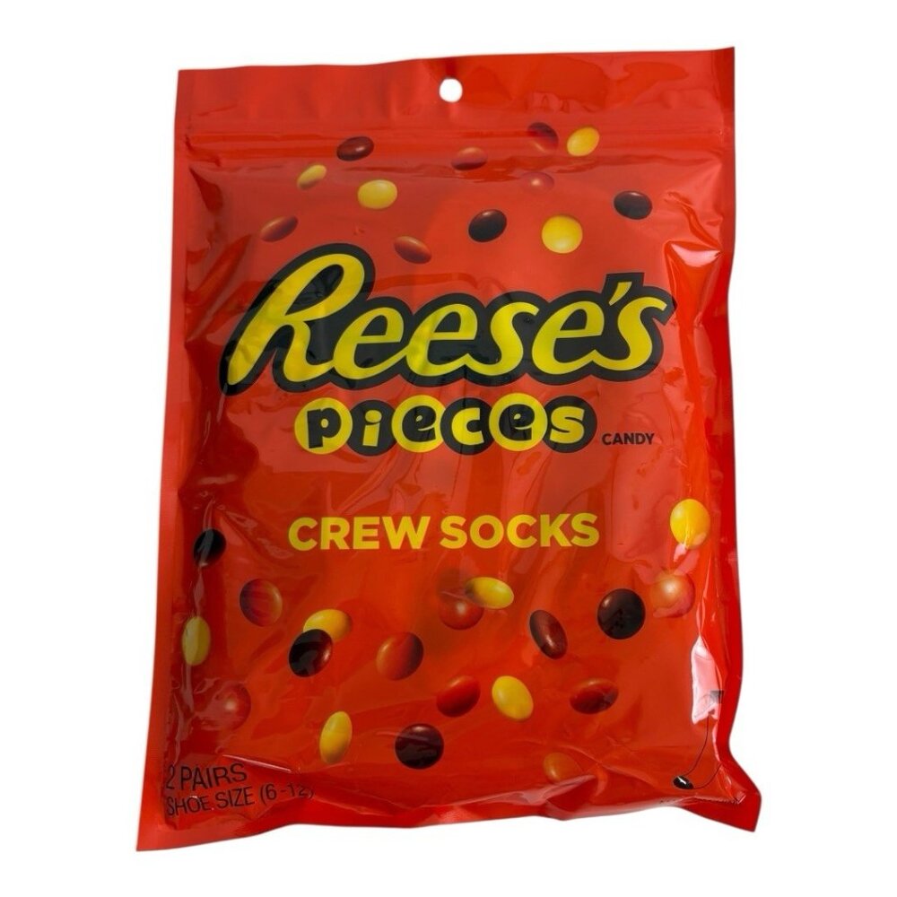 Reeses Pieces Crew socks Size 6-12 Orange Ivory 2 Pack NEW